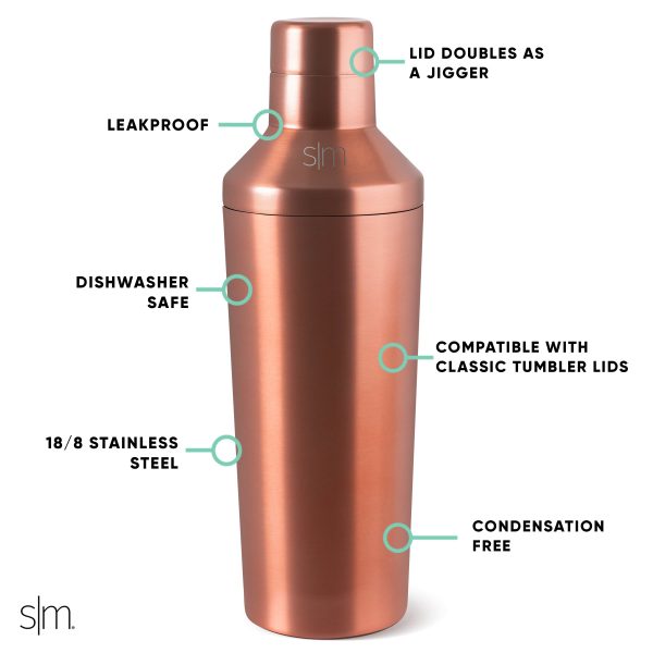 Classic Cocktail Shaker with Jigger Lid - Image 2