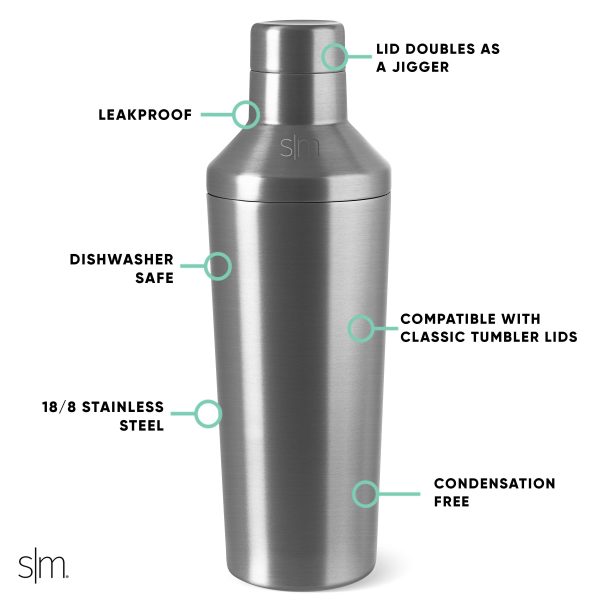 Classic Cocktail Shaker with Jigger Lid - Image 3