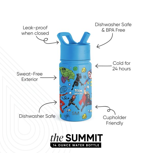 Summit Kids Water Bottle with Straw Lid - Image 2