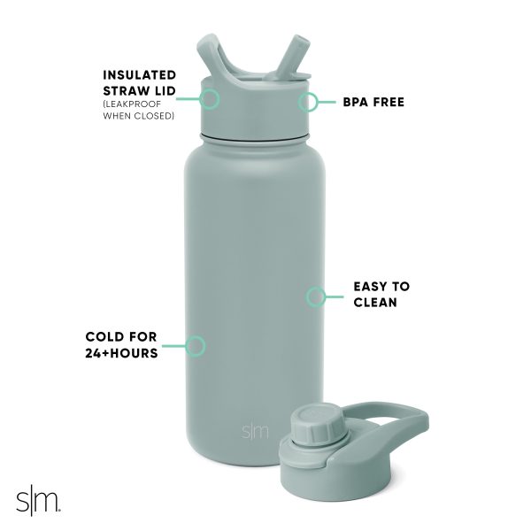 Summit Water Bottle with Straw Lid and Chug Lid - Image 2