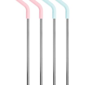Stainless Steel Reusable Straws with Silicone Tips