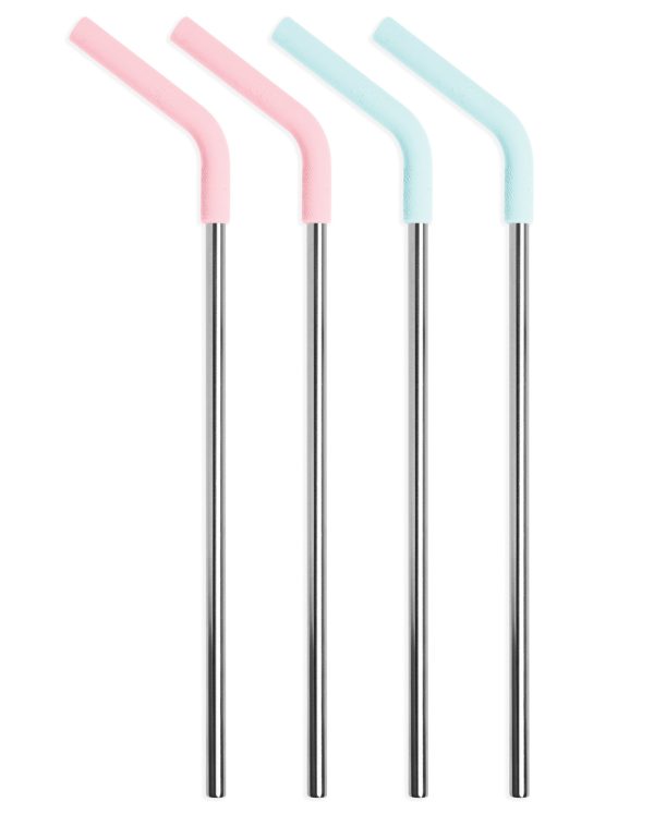 Stainless Steel Reusable Straws with Silicone Tips